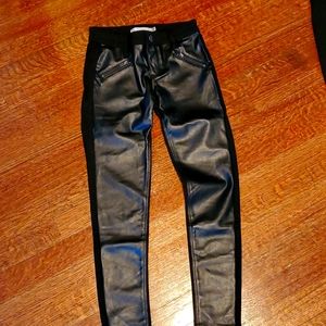 Tractr faux leather front pants